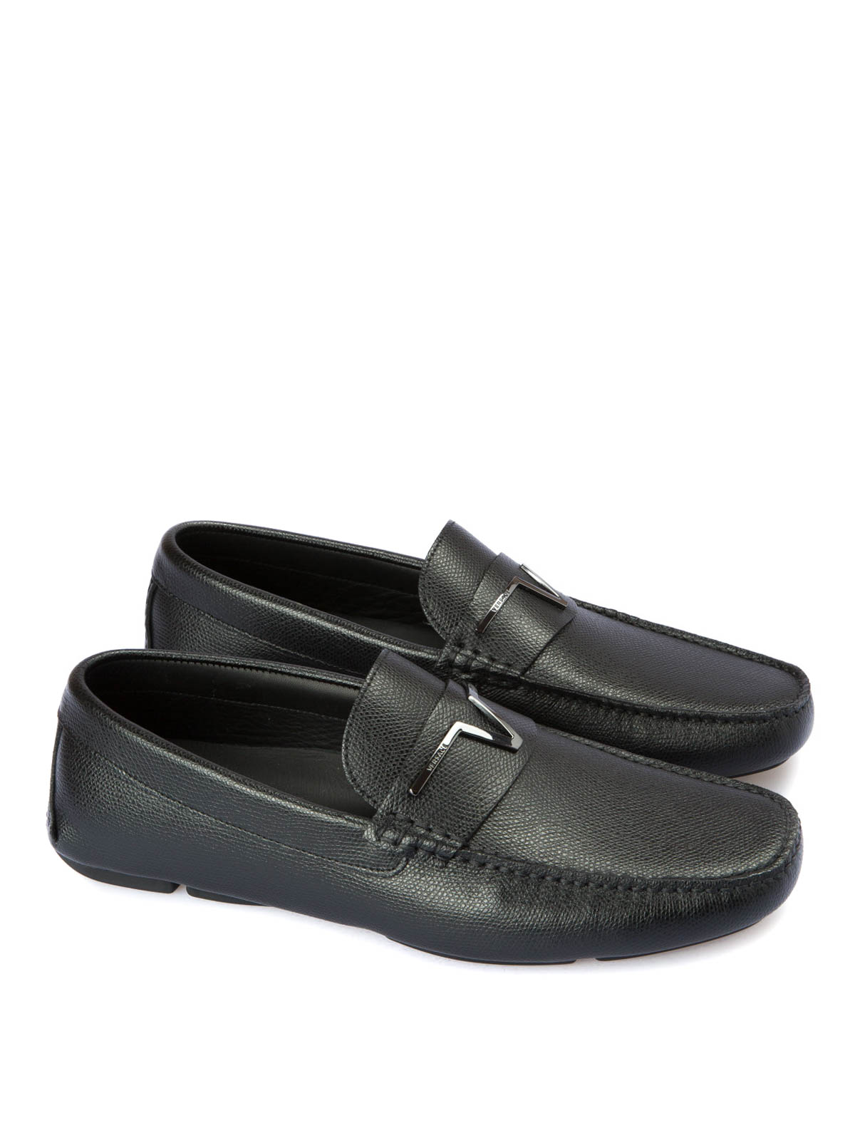 Loafers & Slippers Versace Collection - Logo leather loafers ...