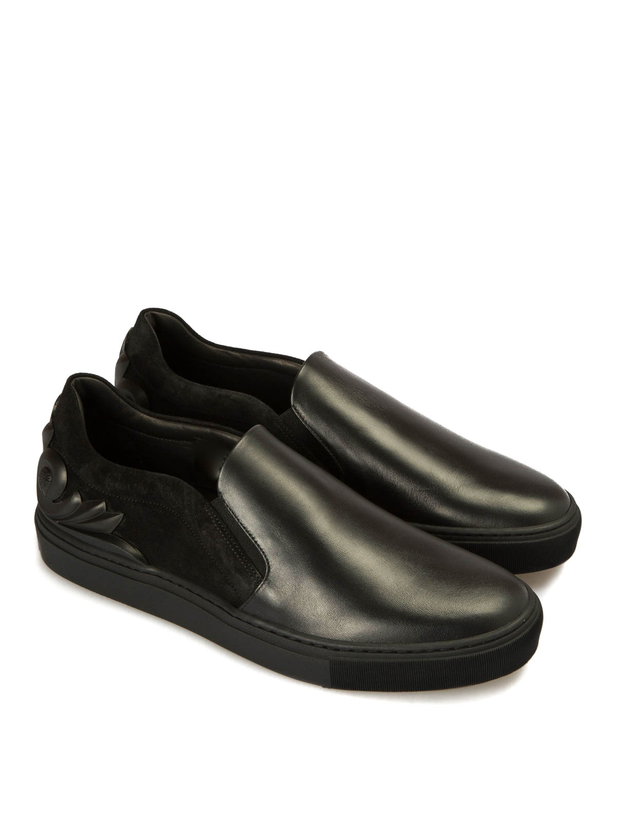 versace collection leather slip on sneaker
