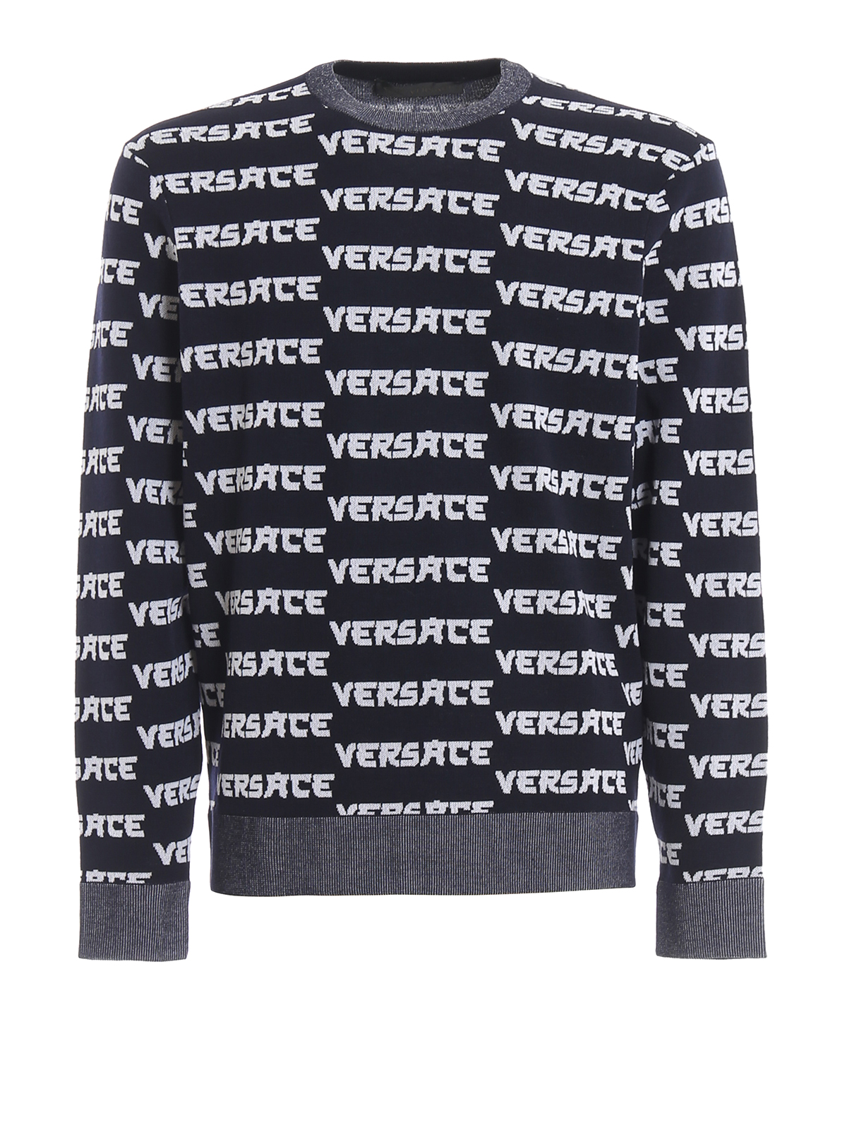Crew necks Versace - Logo stripe tech wool sweater - A82713A230592A225H