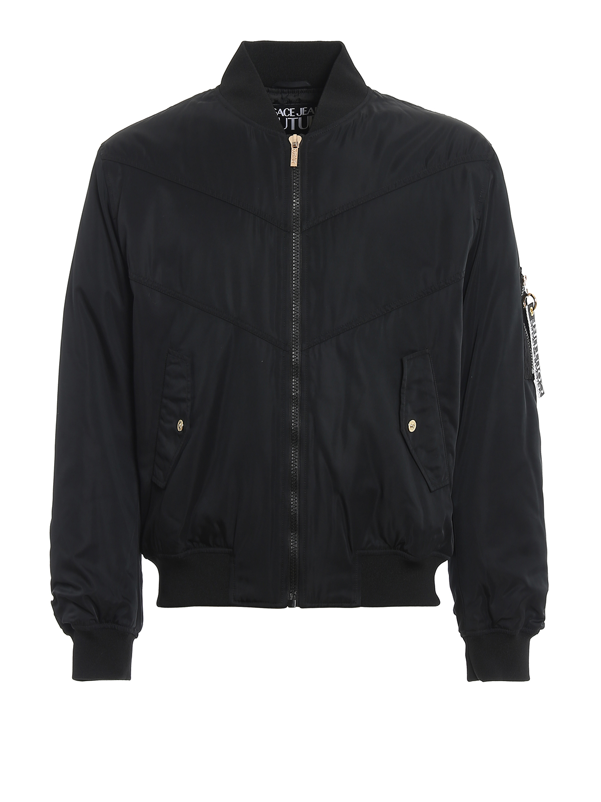Versace Jeans Rear Logo Label Bomber Jacket In Black | ModeSens
