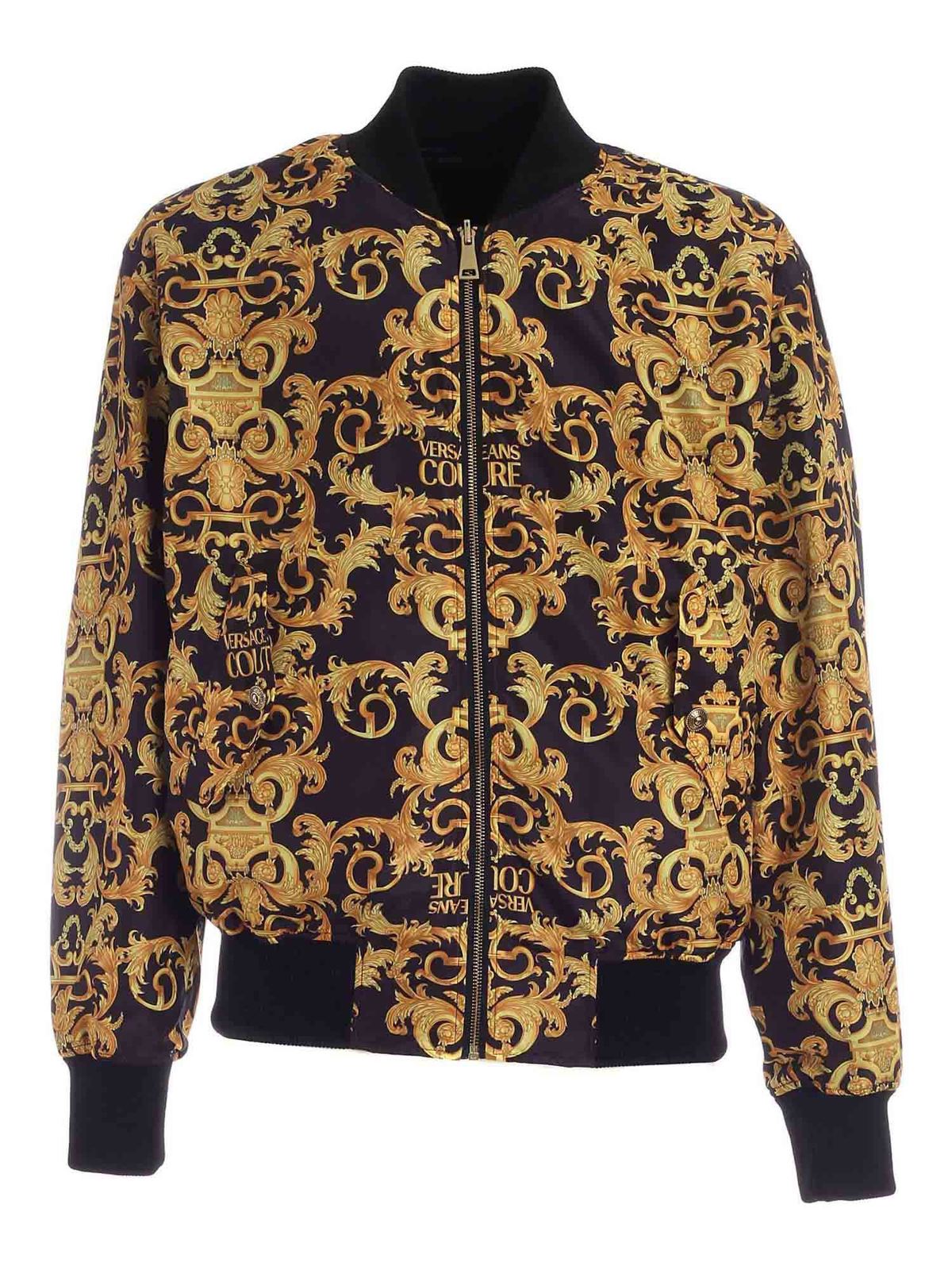 Versace Jeans Couture - Logo Baroque print bomber jacket - bombers ...
