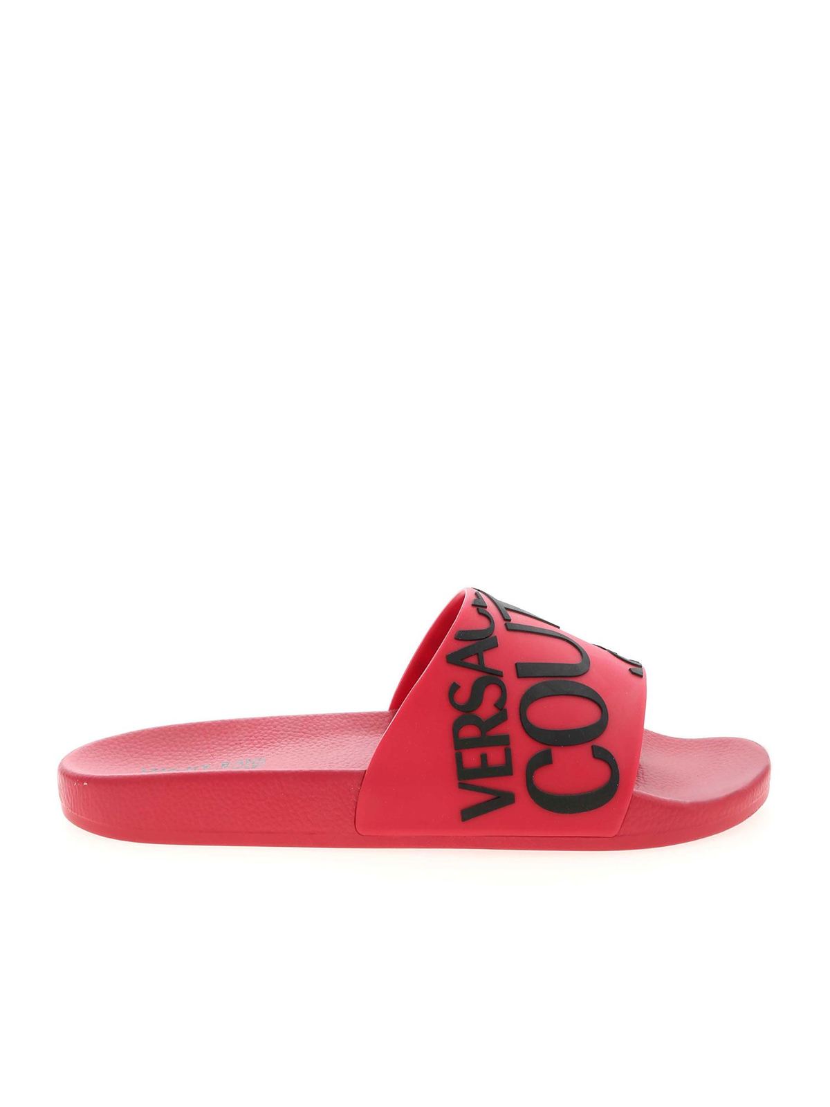 Versace Jeans Couture LETTERING LOGO SLIPPERS IN RED