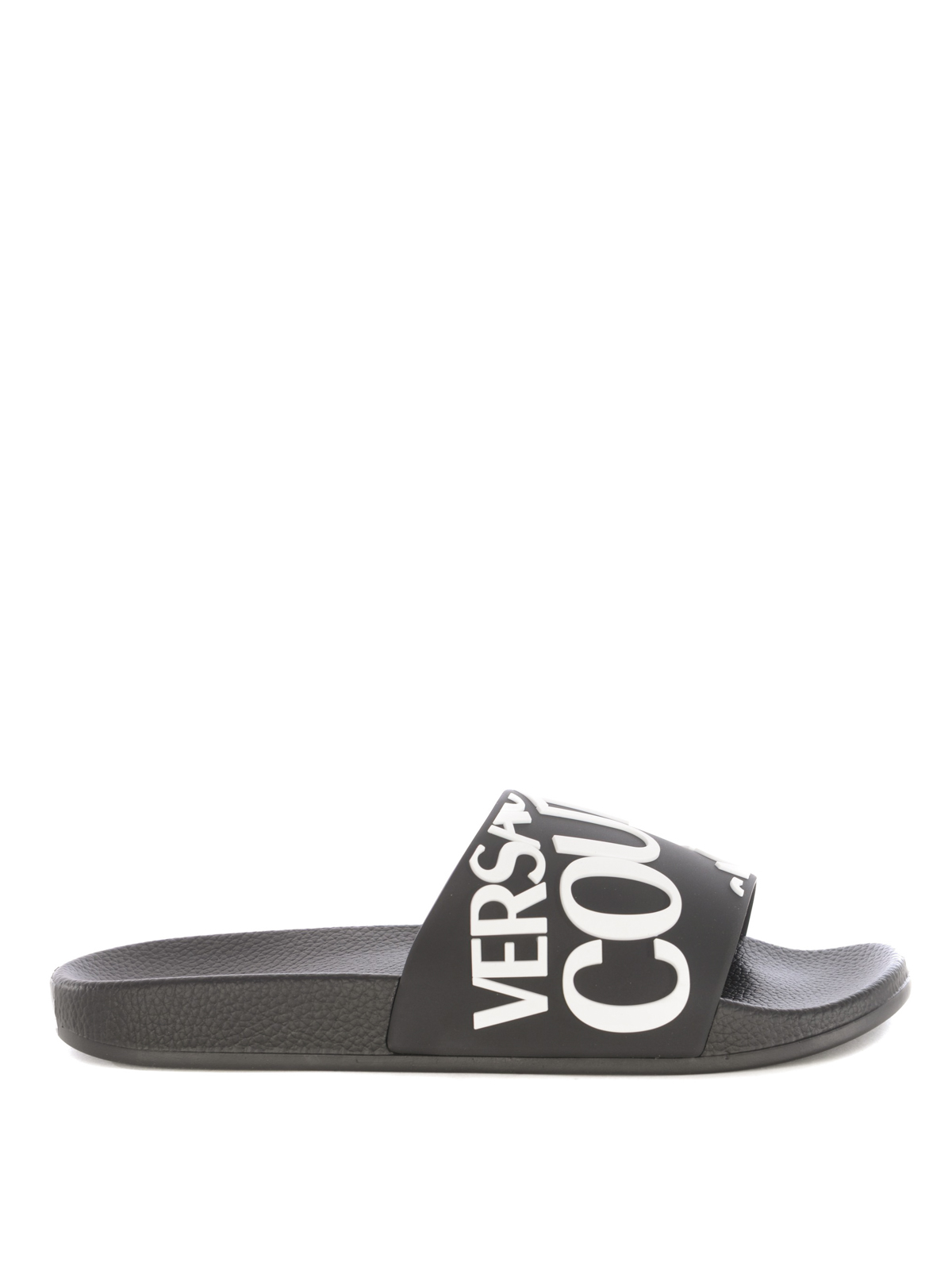 VERSACE JEANS COUTURE LOGO LETTERING RUBBER SLIDERS