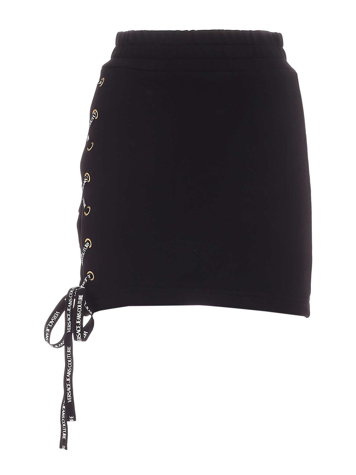Branded laces short skirt in black
