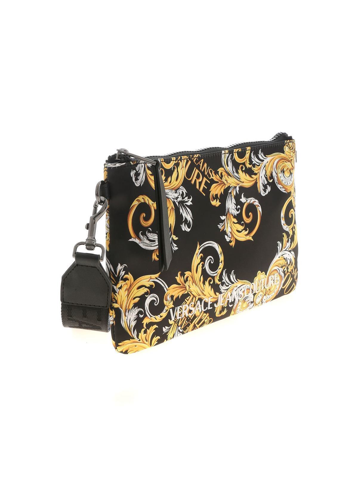 Versace Jeans Couture Logo print clutch bag in black clutches