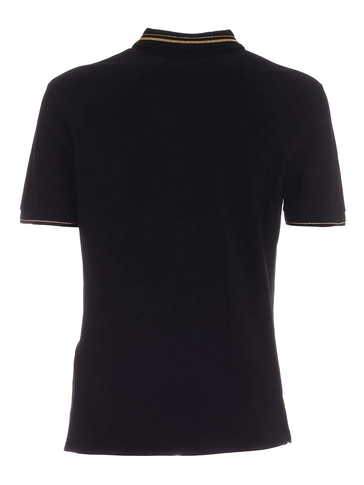 Versace Jeans Couture - V-emblem embroidery polo shirt in black - polo ...