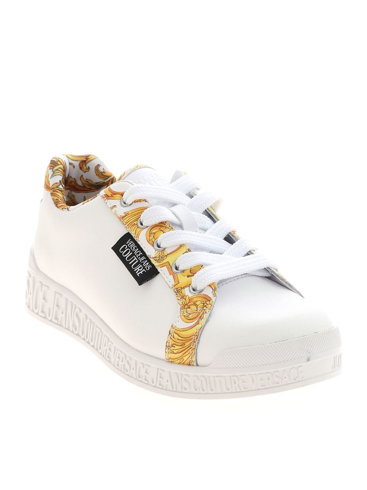 Versace Jeans Couture Denim Sneakers in White/Silver - Save 26% White Womens Trainers Versace Jeans Couture Trainers 
