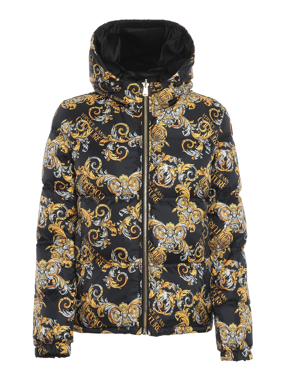 Padded jackets Versace Jeans Couture - Baroque print puffer jacket ...