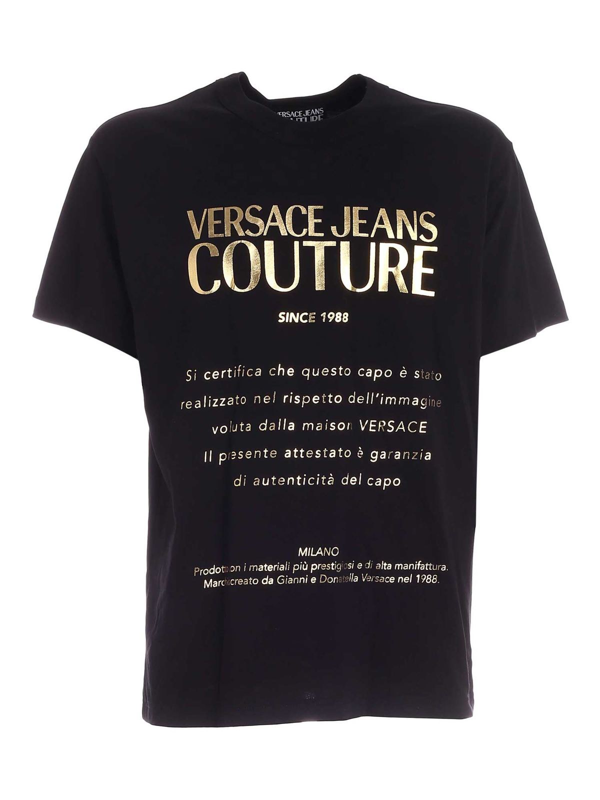 T-shirts Versace Jeans Couture - Label print T-shirt in black ...