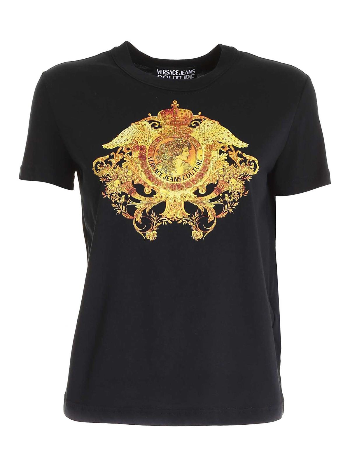 T-shirts Versace Jeans Couture - Rhinestones T-shirt in black ...