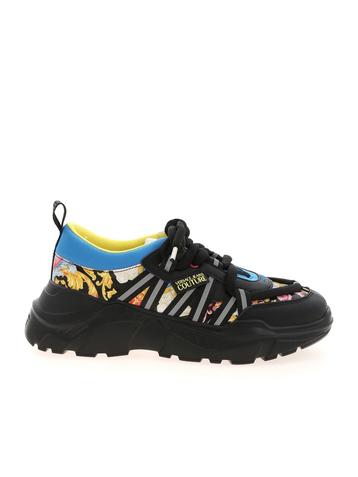 VERSACE JEANS COUTURE VERSAILLES LOGO SNEAKERS IN BLACK