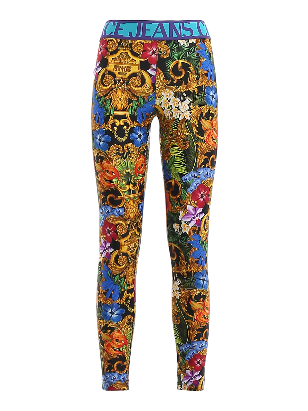 Versace Jeans Baroque Printed Leggings In Multicolour | ModeSens