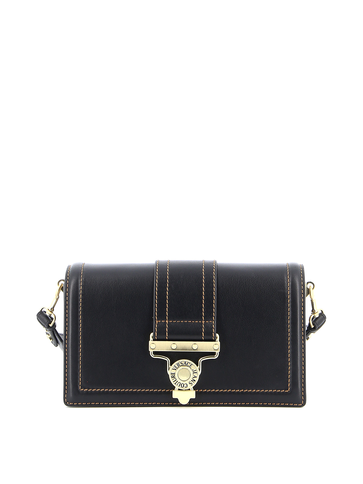VERSACE JEANS CONTRASTING STITCHINGS LEATHER BAG