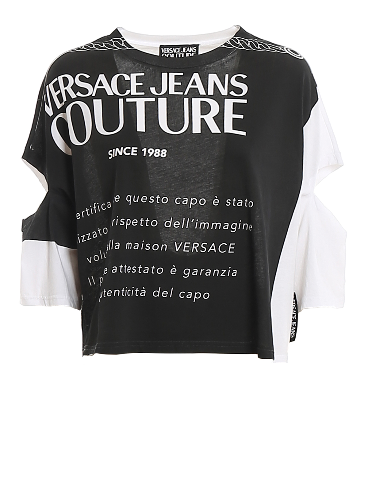 Versace Jeans Couture Cut Out Sleeves And Printed Boxy T Shirt T Shirts B2hval02