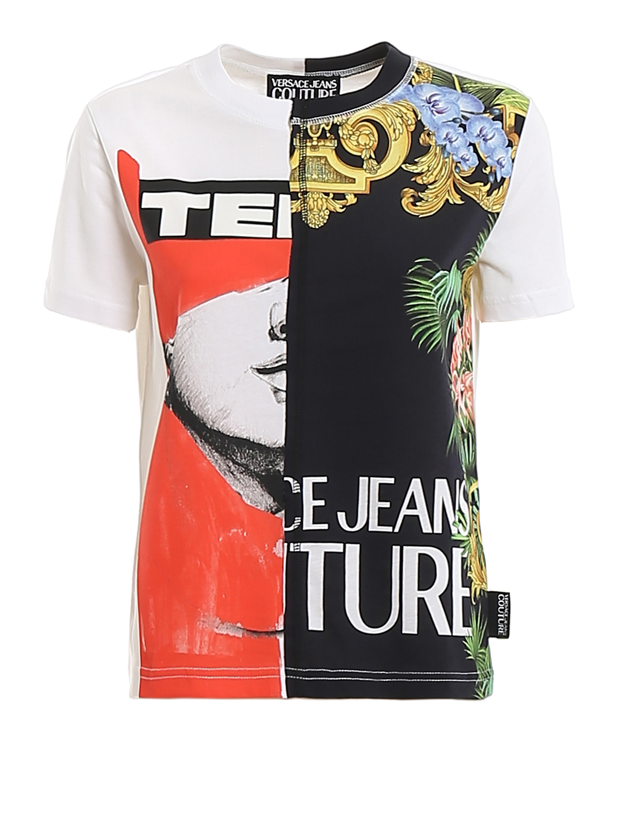 VERSACE JEANS FRONT MAXI LOGO PRINTED T-SHIRT