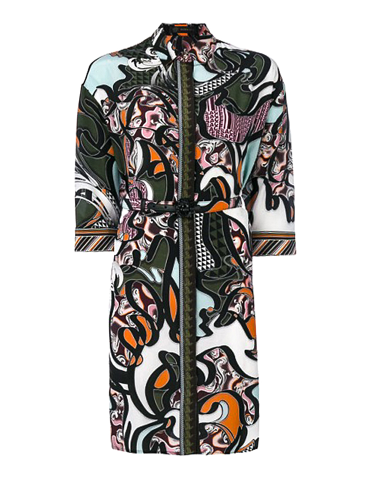 Knee length dresses Versace - Belted printed silk chemisier dress -  A75648A223035A7001