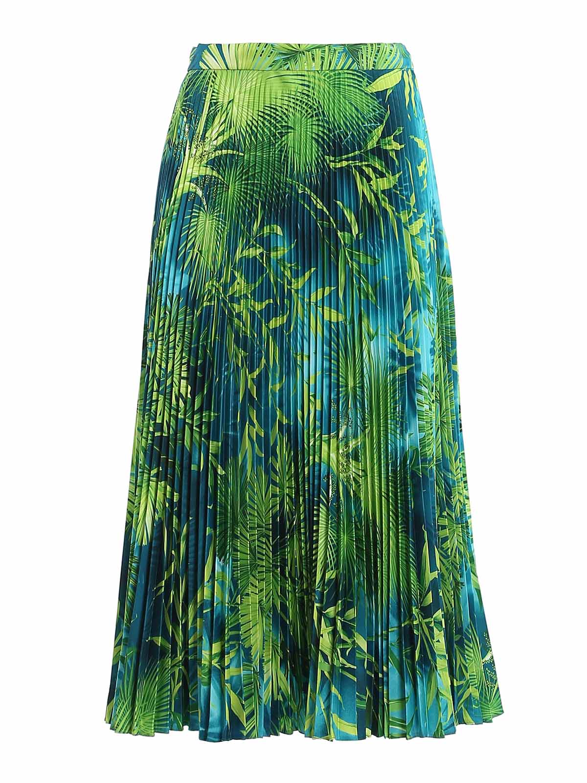 Versace - Jungle print pleated skirt - Knee length skirts & Midi ...
