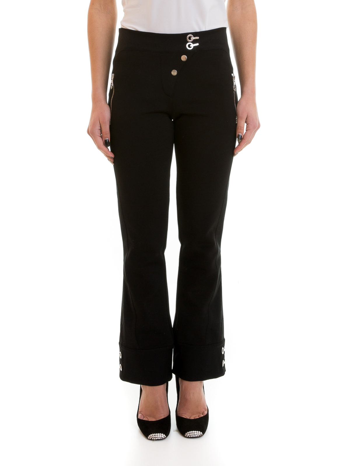 flare hem trousers