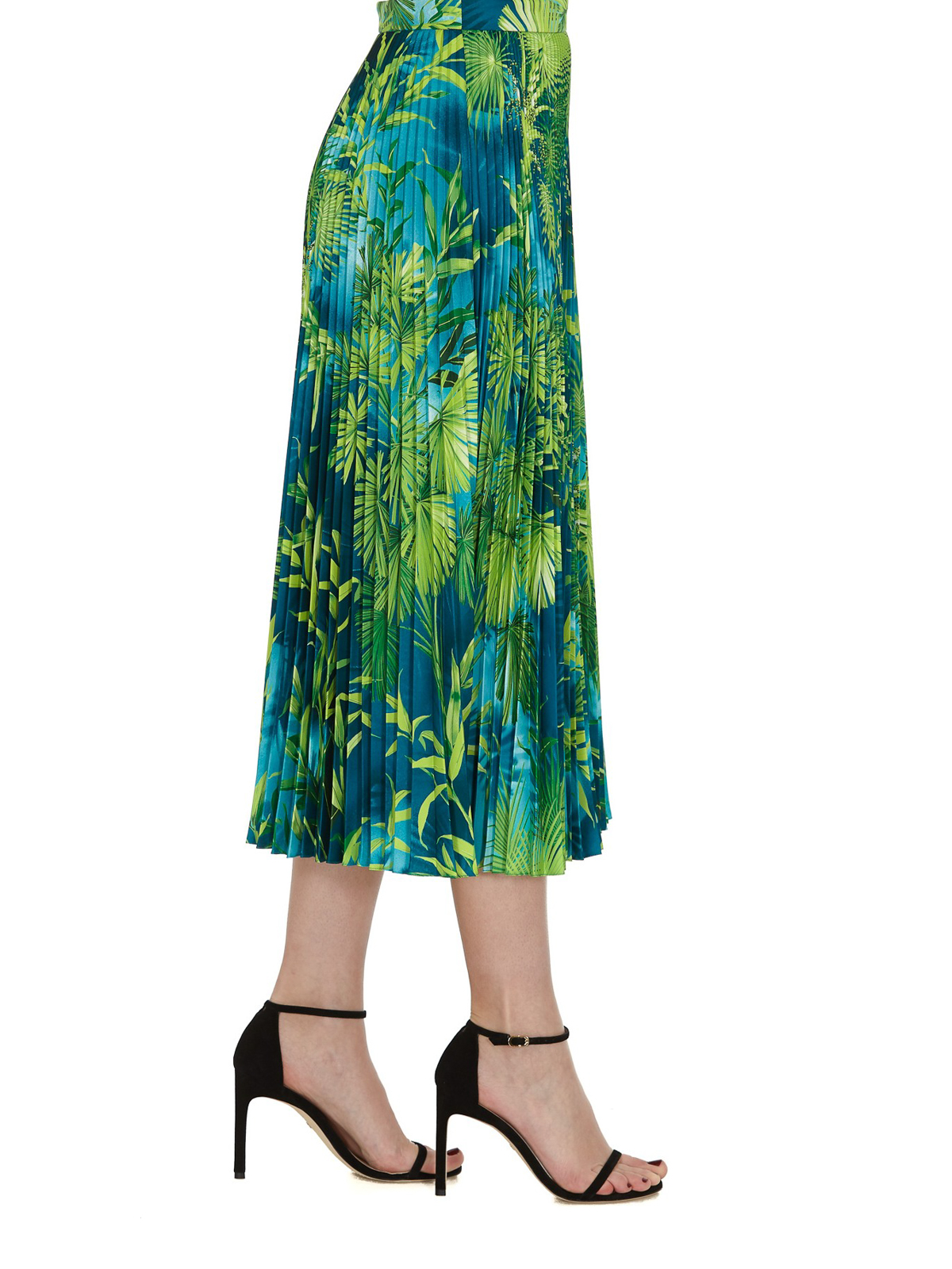 Knee length skirts & Midi Versace - Jungle print pleated skirt ...