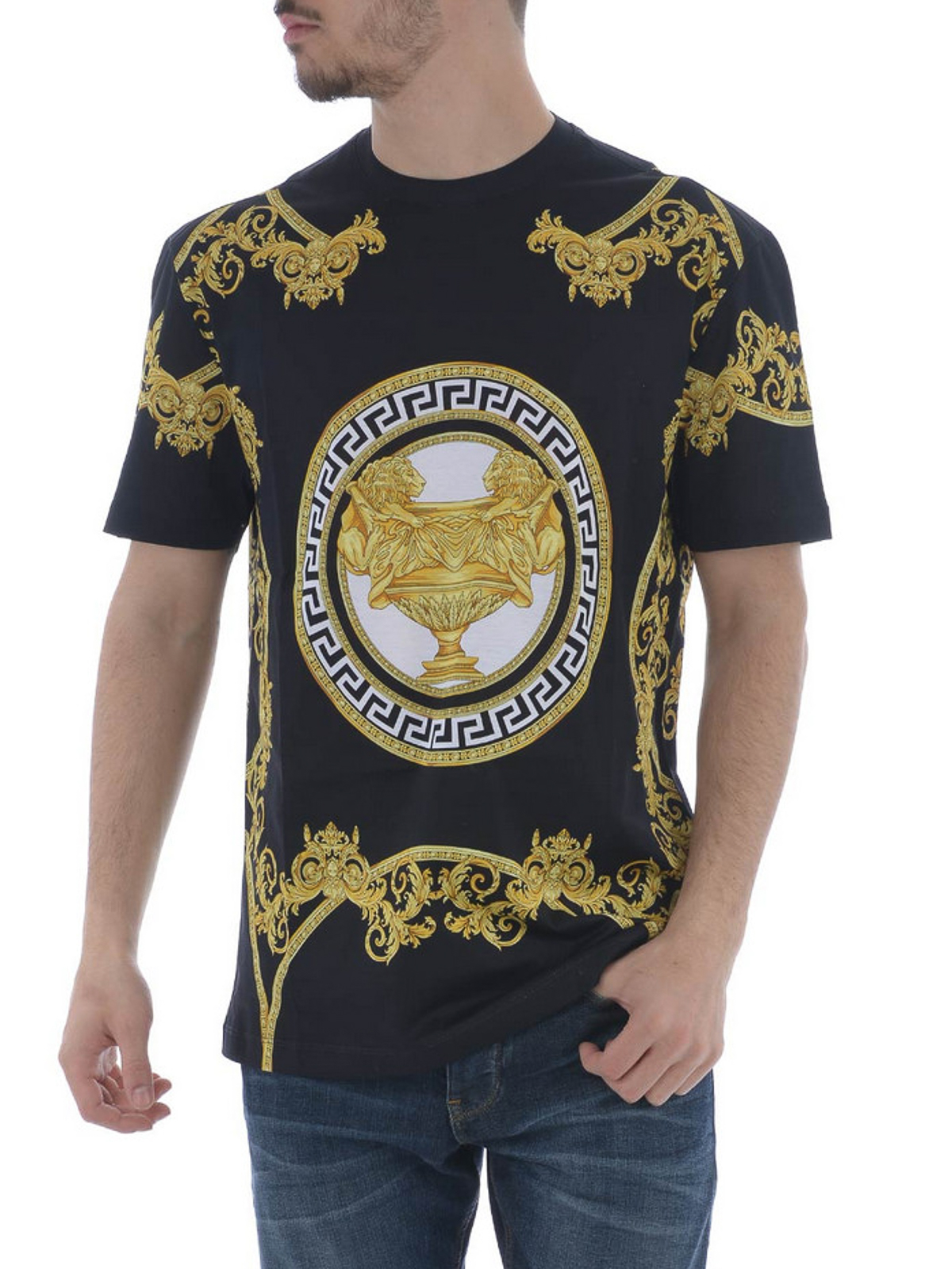 T-shirts Versace - Baroque print cotton T-shirt - A76113A221496A732