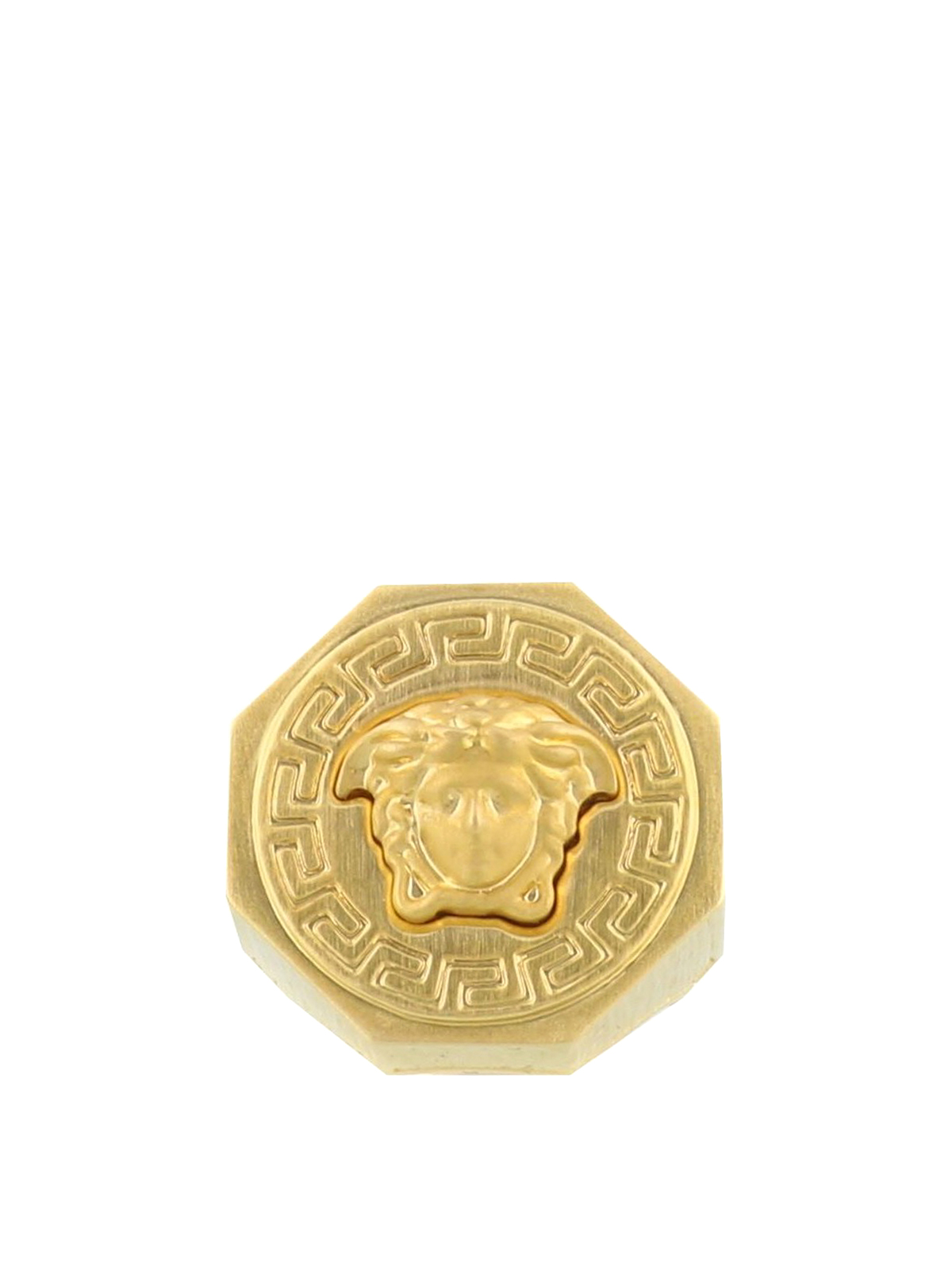 Versace Greca And Medusa Head Ring In Gold