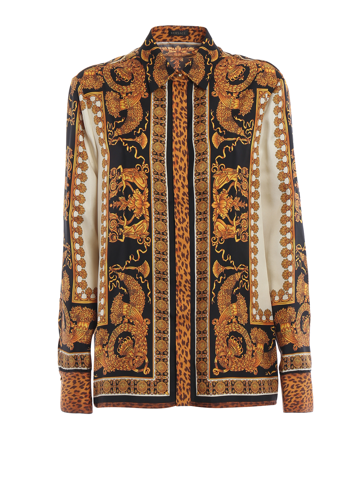 Shirts Versace - Baroque print silk twill shirt - A79153A226908A7008