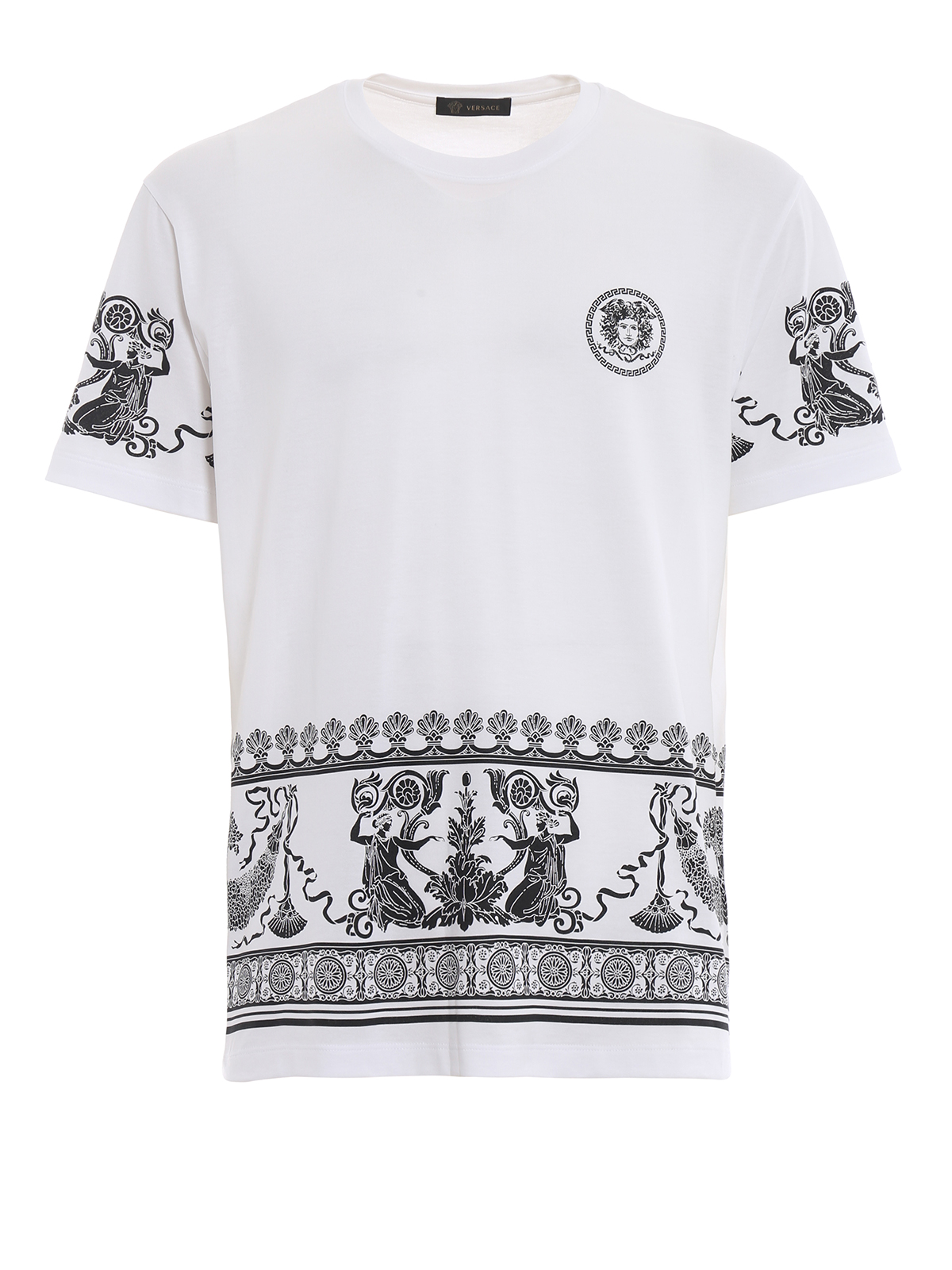 T-shirts Versace - Ancient Greek print white cotton T-shirt ...