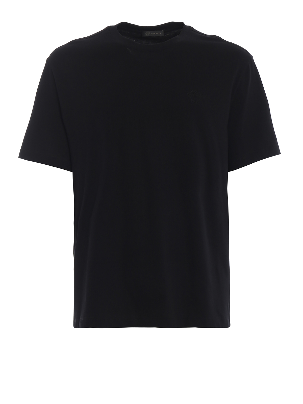 Versace - Embroidered Medusa black cotton T-shirt - t ...