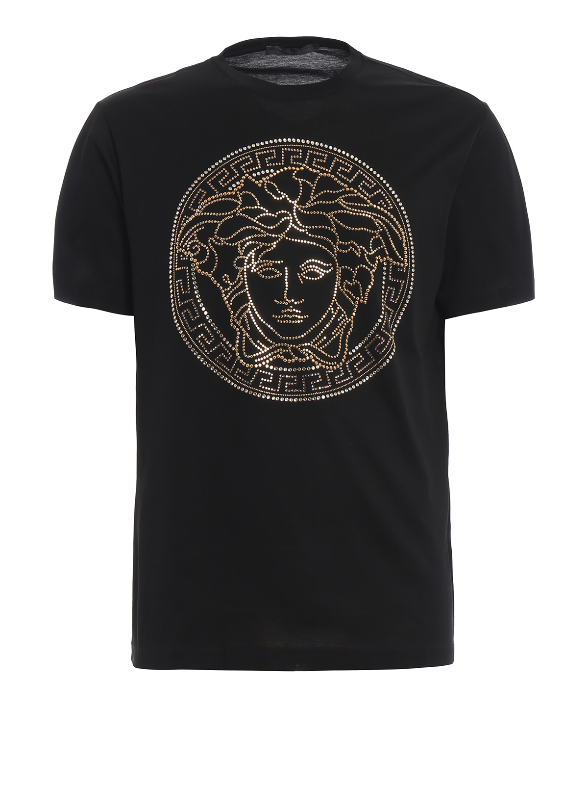 Versace - Gold-tone Medusa Head black T-shirt - t-shirts ...