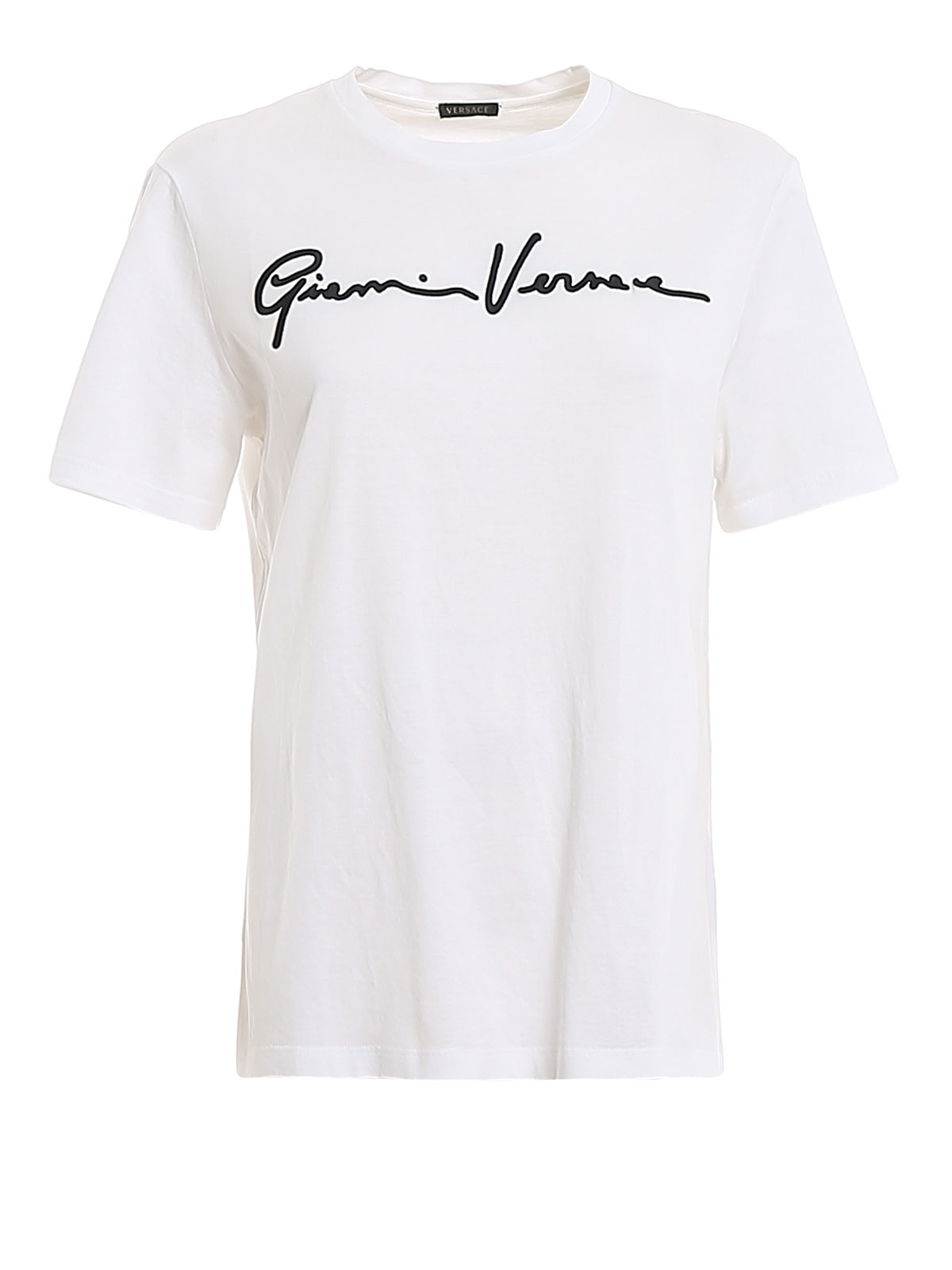 T-shirts Versace - GV Signature embroidery white T-shirt ...