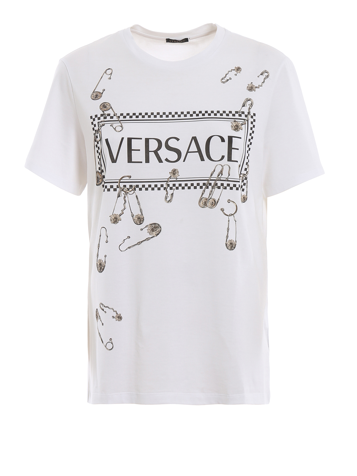 T-shirts Versace - Logo T-shirt with safety pin print - A83849A228806A1001