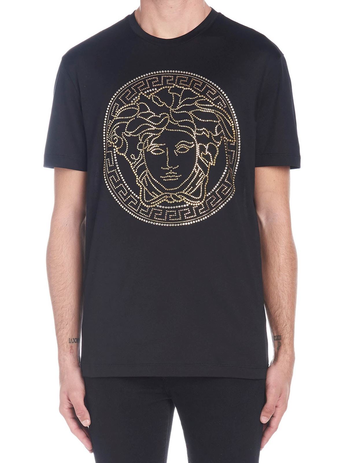 T-shirts Versace - Medusa T-shirt with rhinestones - A77987A201952A1008