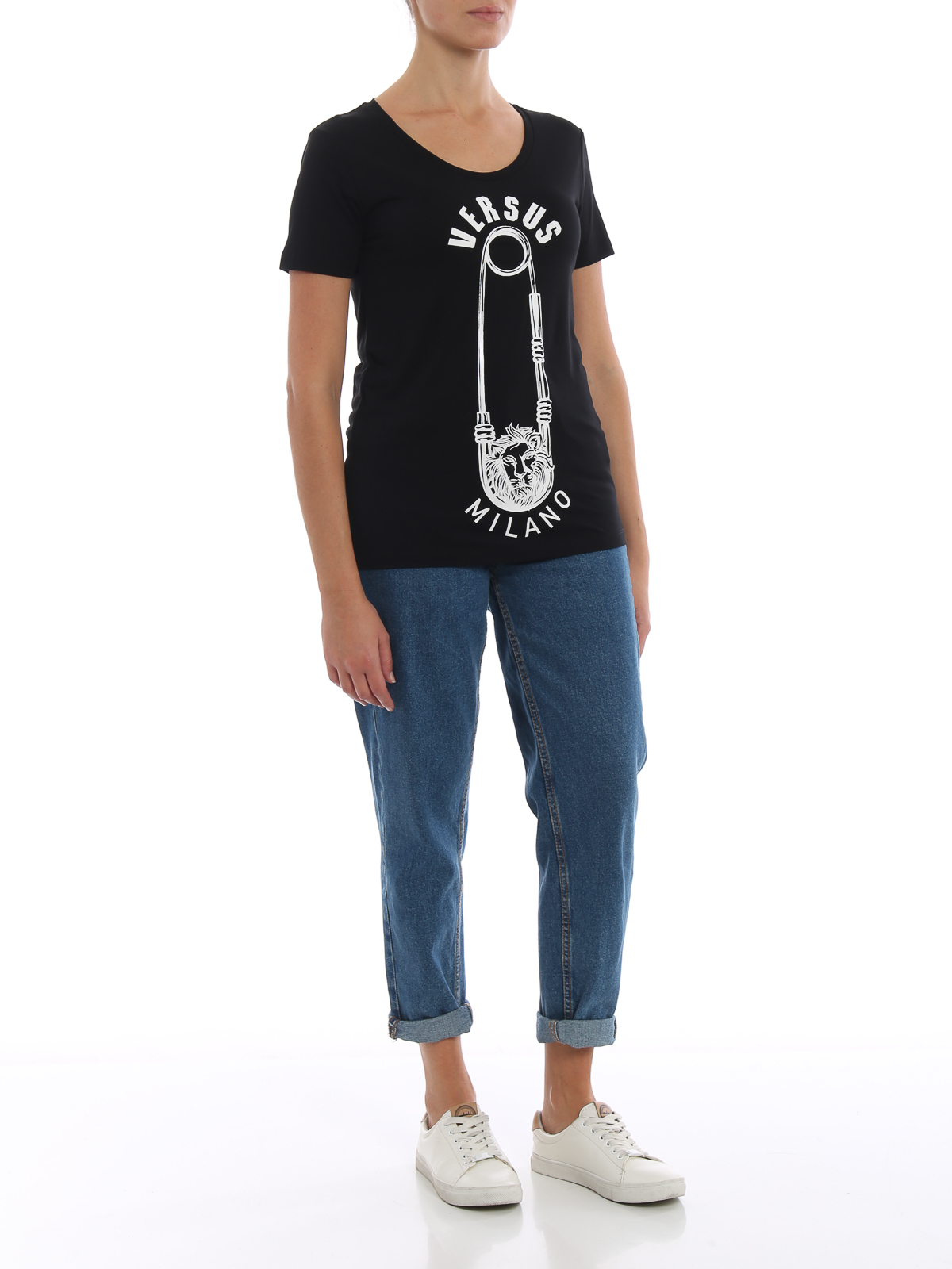 Versus Versace Safety Pin Maxi Print T Shirt T Shirts