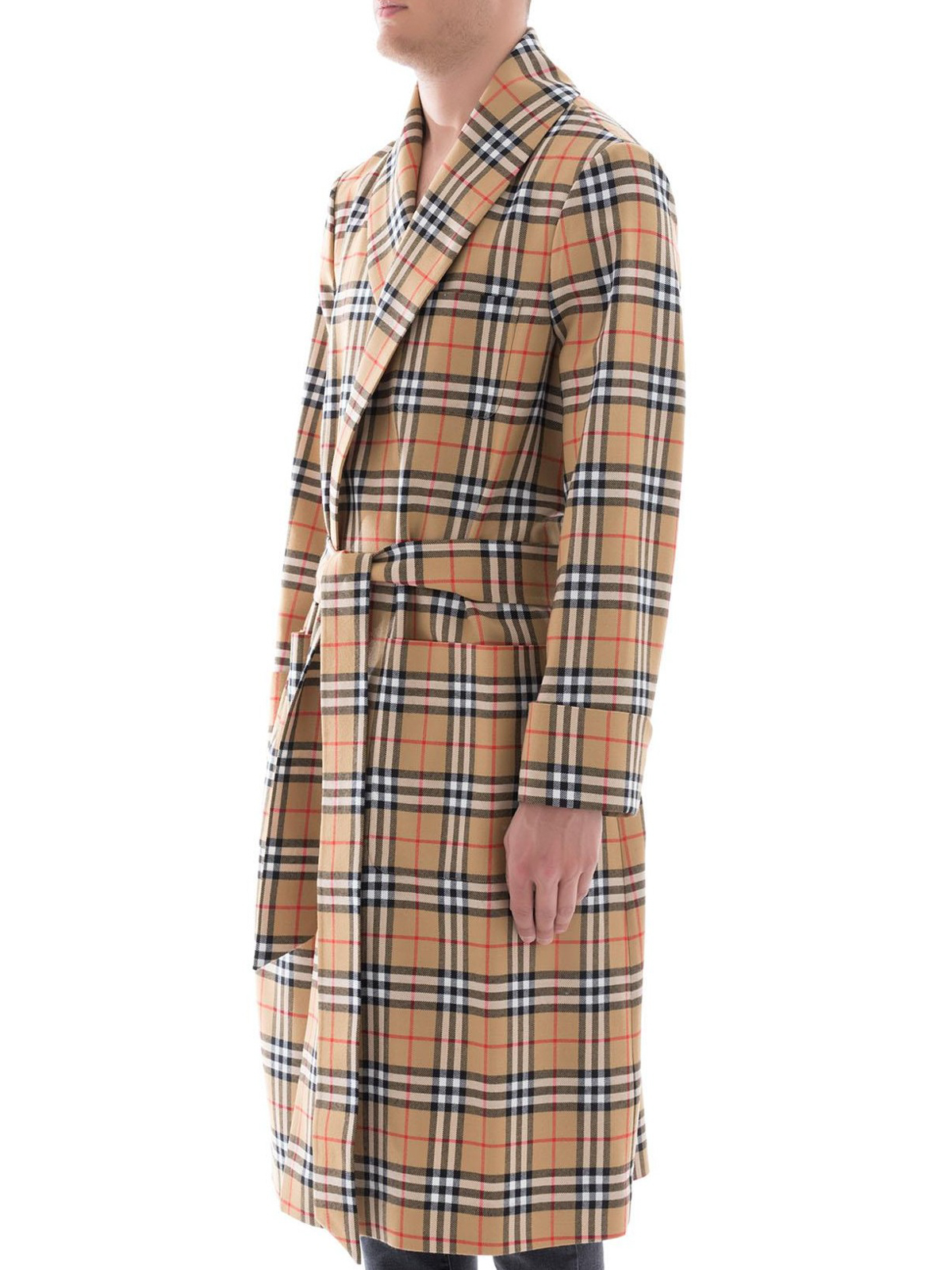 burberry check wool coat