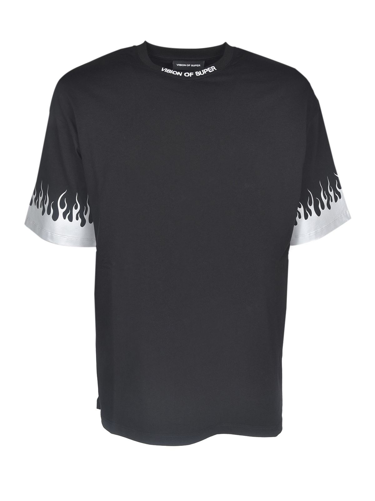Tshirt Vision Of Super Tshirt con stampa fiamme nera B1FLREFLEXBLACK
