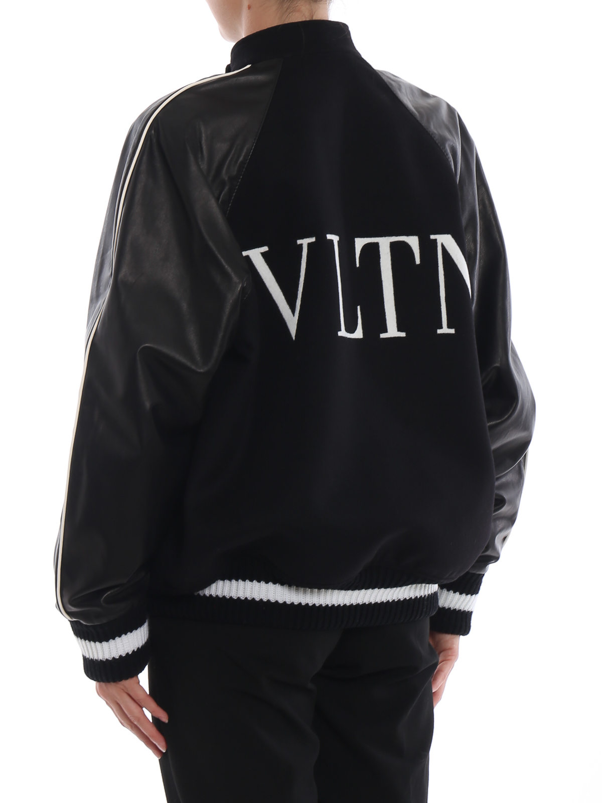 Bombers Valentino - VLTN nappa sleeve wool cloth bomber jacket ...