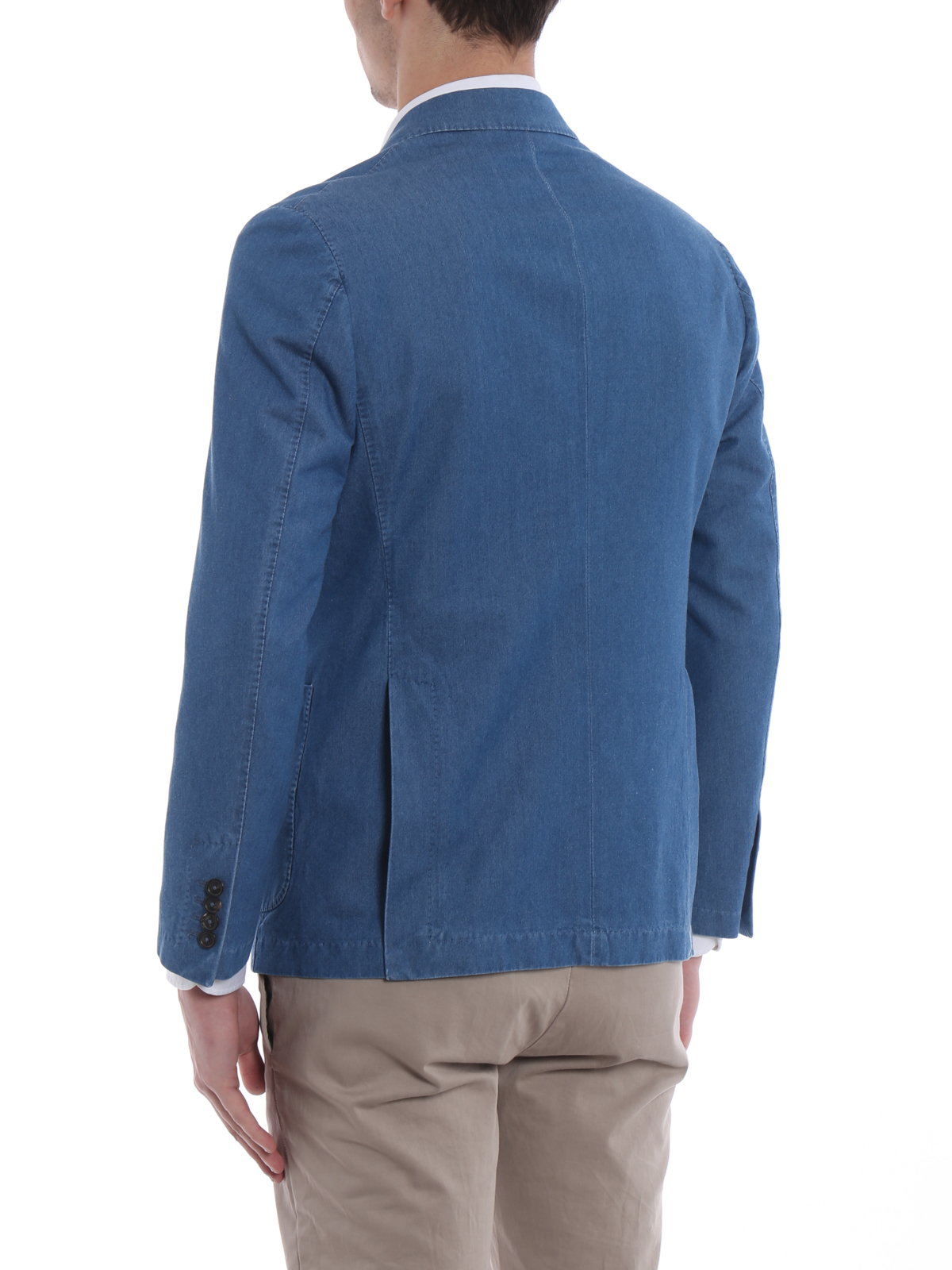 denim double breasted blazer