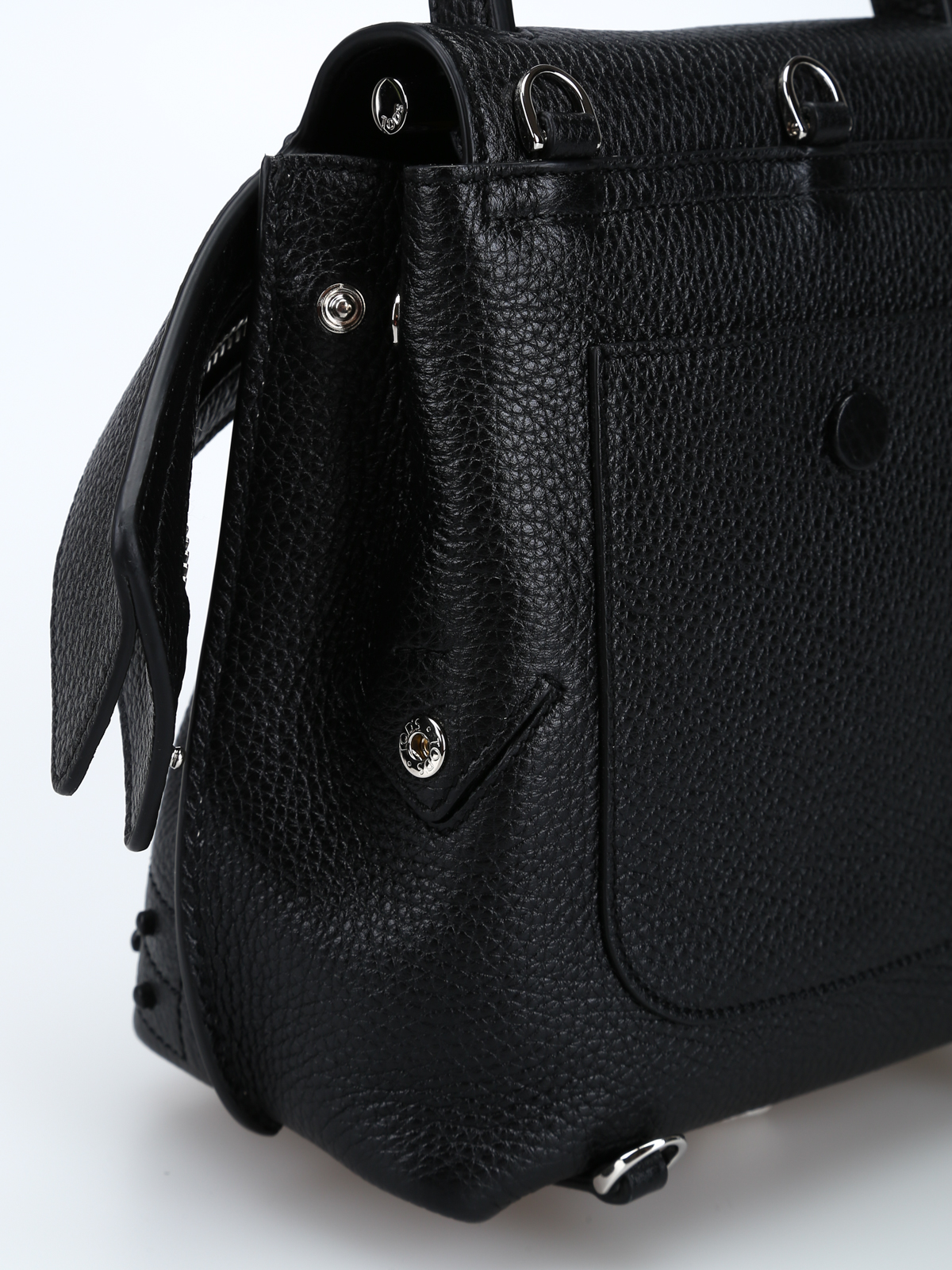 mini black leather backpack