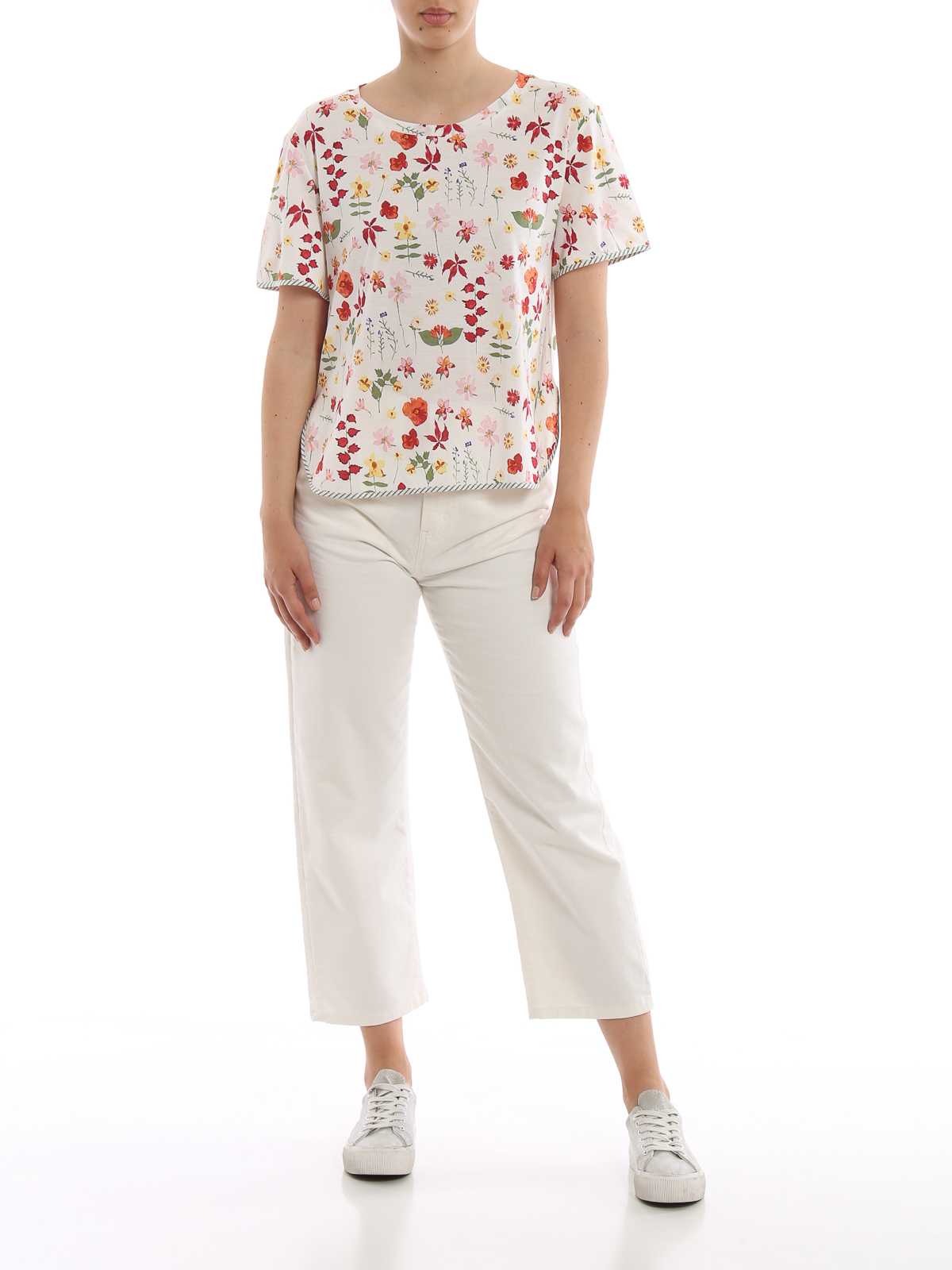 Weekend Max Mara - Palo flower print cotton T-shirt - تی شرت - 594107916002