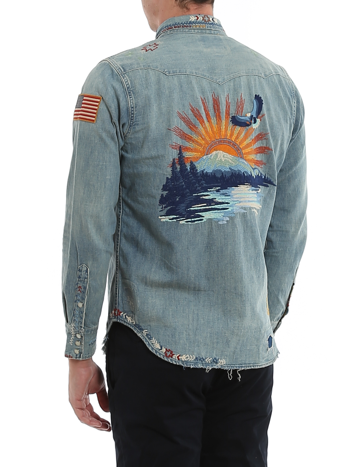 embroidered jean shirt