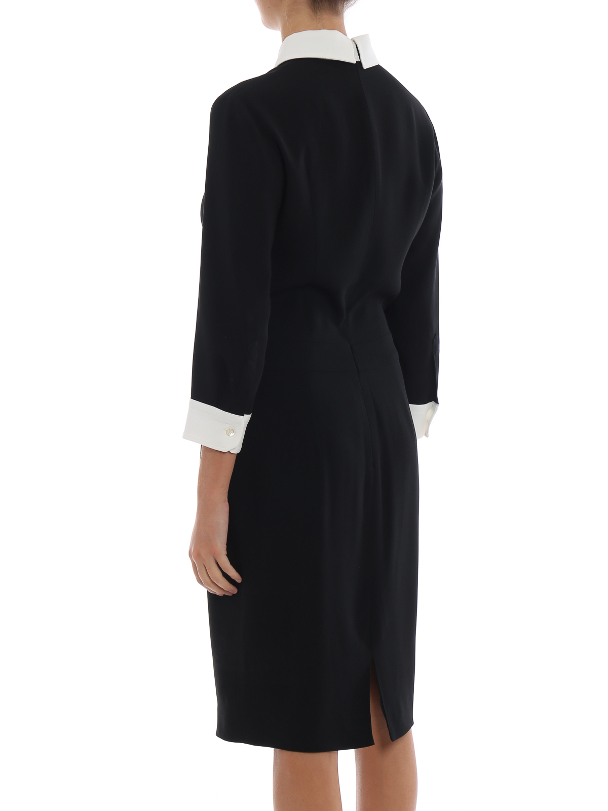 Abiti al ginocchio Moschino - Abito in crepe con colletto e polsini bianchi  - A042455342555