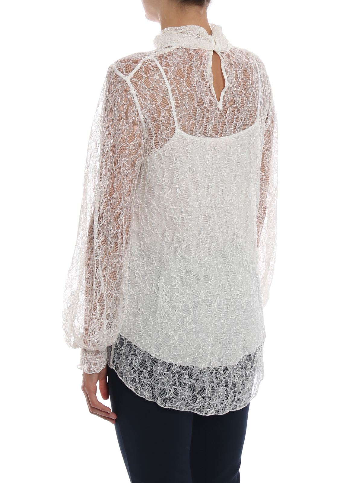 See by Chloé - White long sleeve lace blouse - blouses - S18AHT25036110
