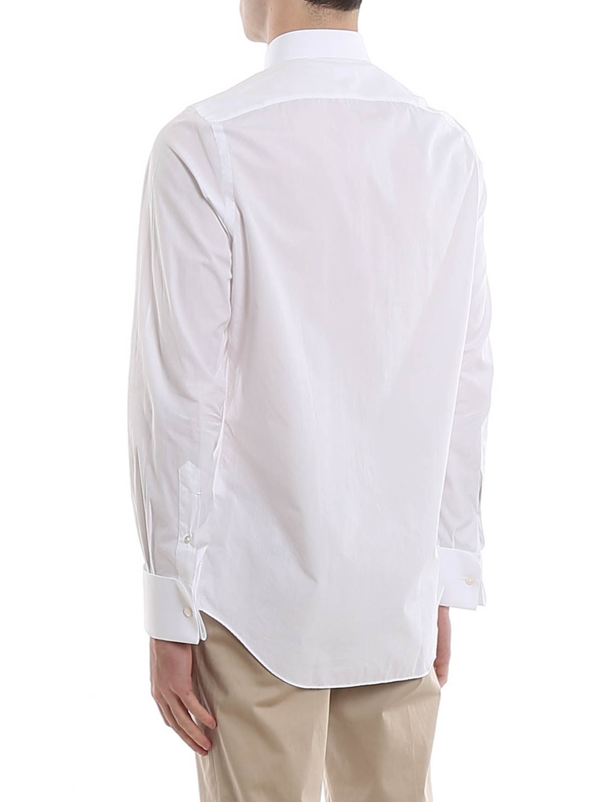 Shirts Finamore 1925 White Milano cufflink dress shirt 140001MGEMELLO01