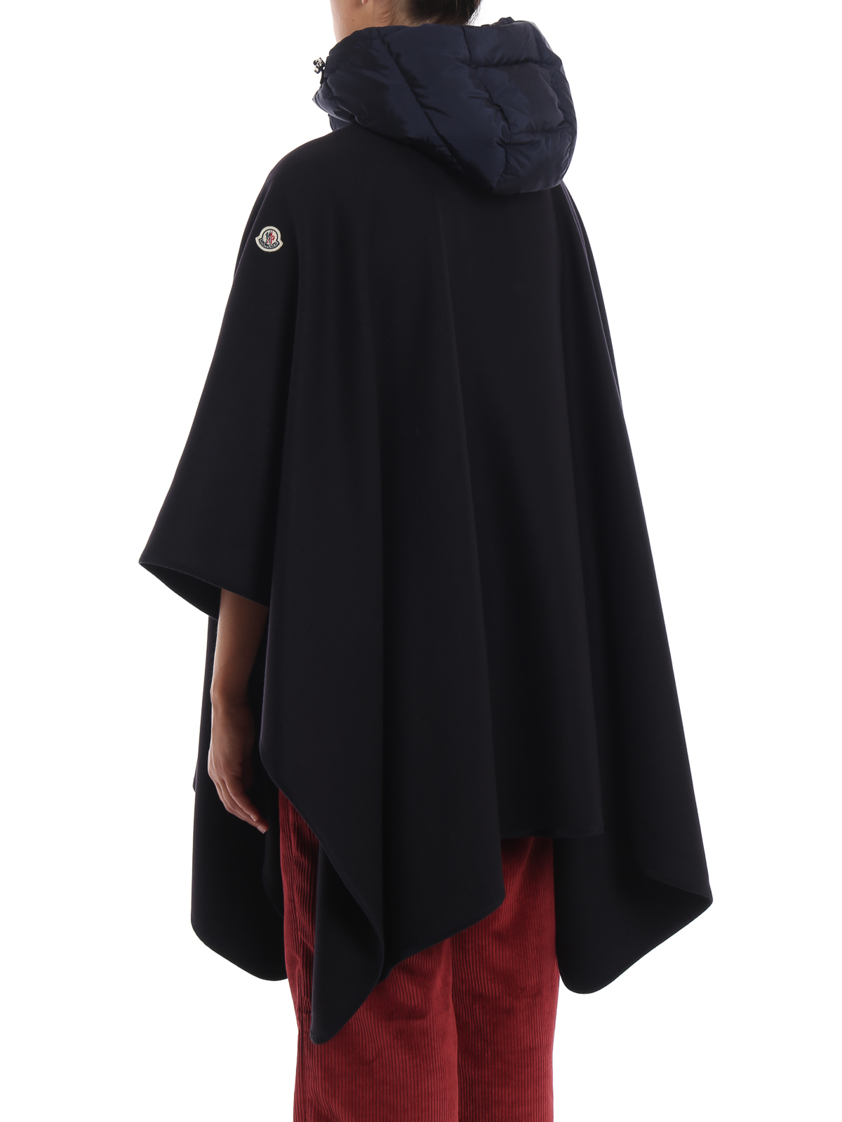 Capes & Ponchos Moncler - Wool cape with padded nylon hood 