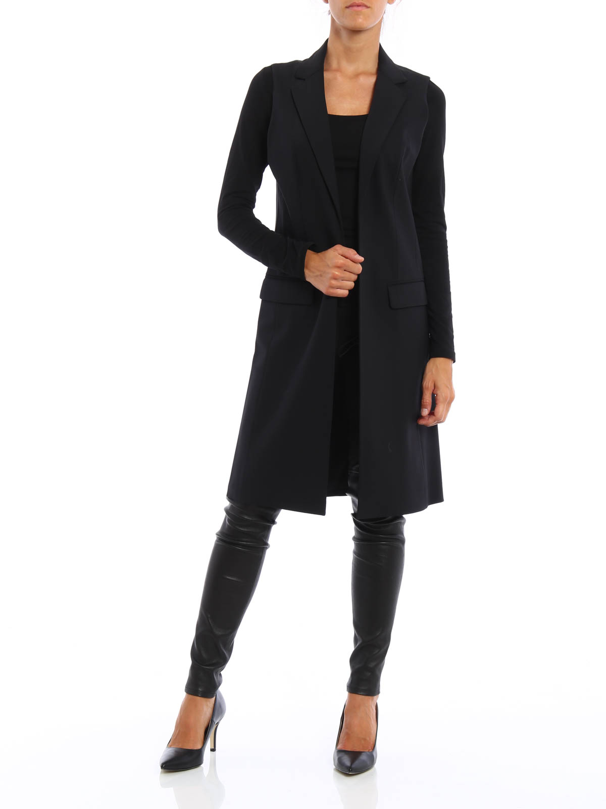 Knee length coats Michael Kors - Wool sleeveless open coat - MU62HGNWH1001