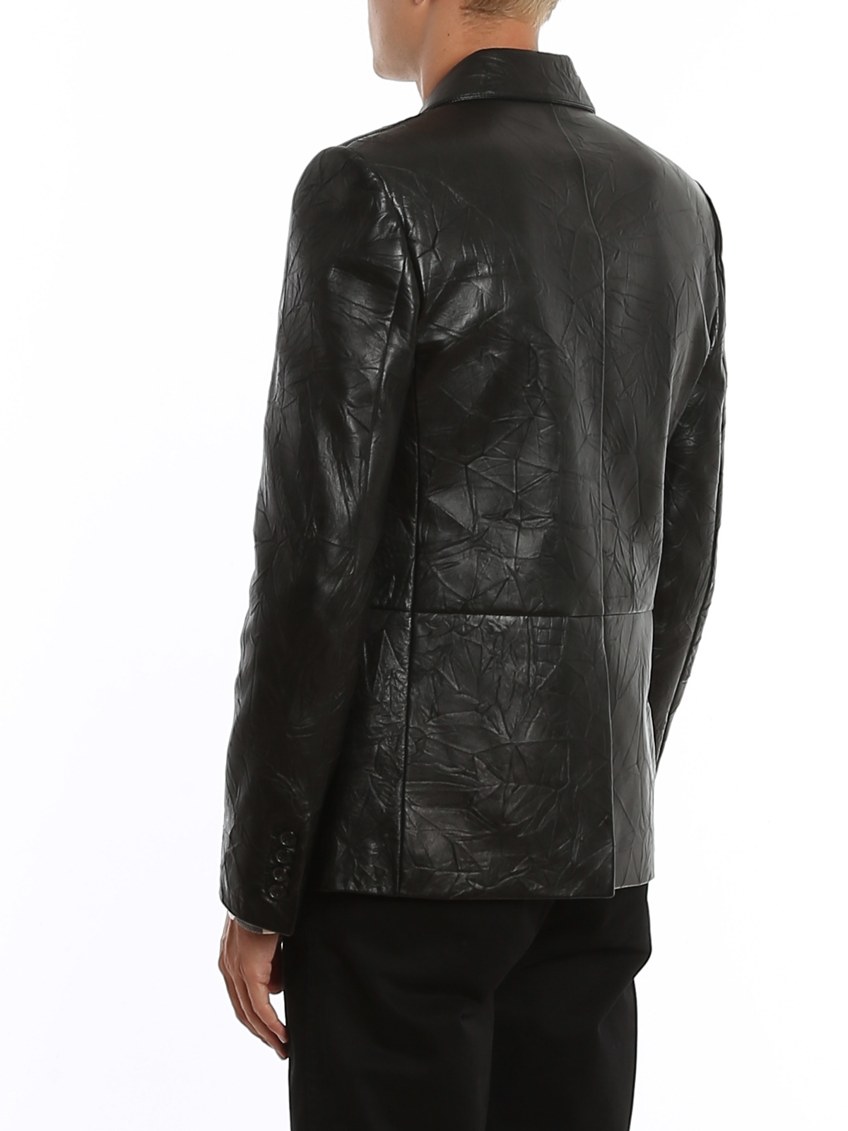 Leather jacket Saint Laurent - Wrinkled effect leather jacket ...