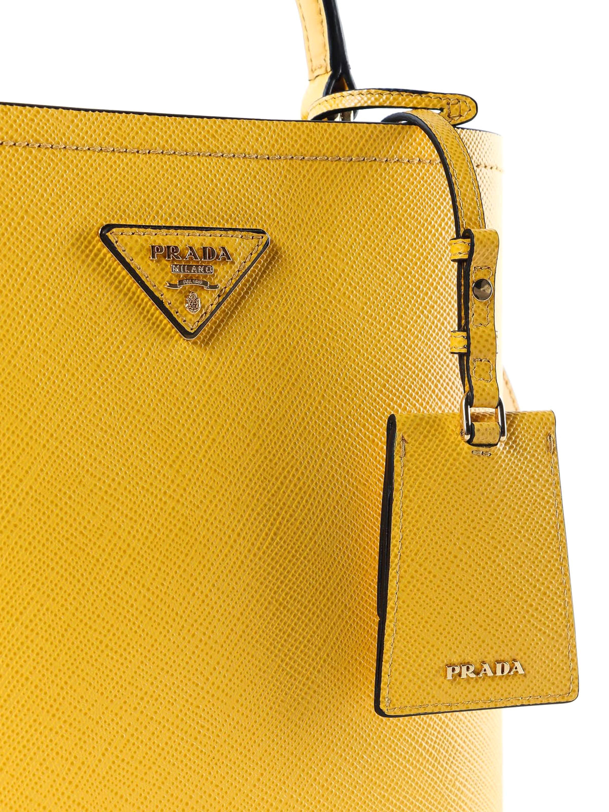Bucket bags Prada - Yellow Saffiano leather double bucket bag -  1BA2122ERXCF3