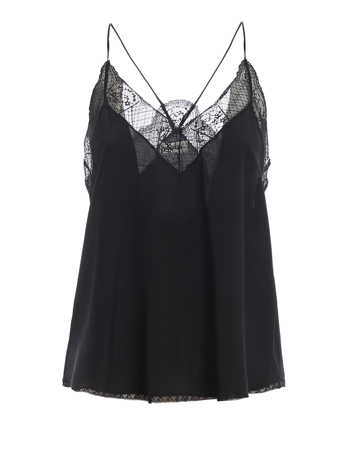 Tops & Tank tops Zadig&Voltaire - Christy black silk and lace tank top ...