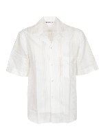 Camicia a righe bianca e vaniglia