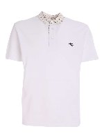 Polo bianca con colletto stampato